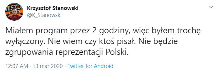 DECYZJA w sprawie najbliższego zgrupowania reprezentacji Polski